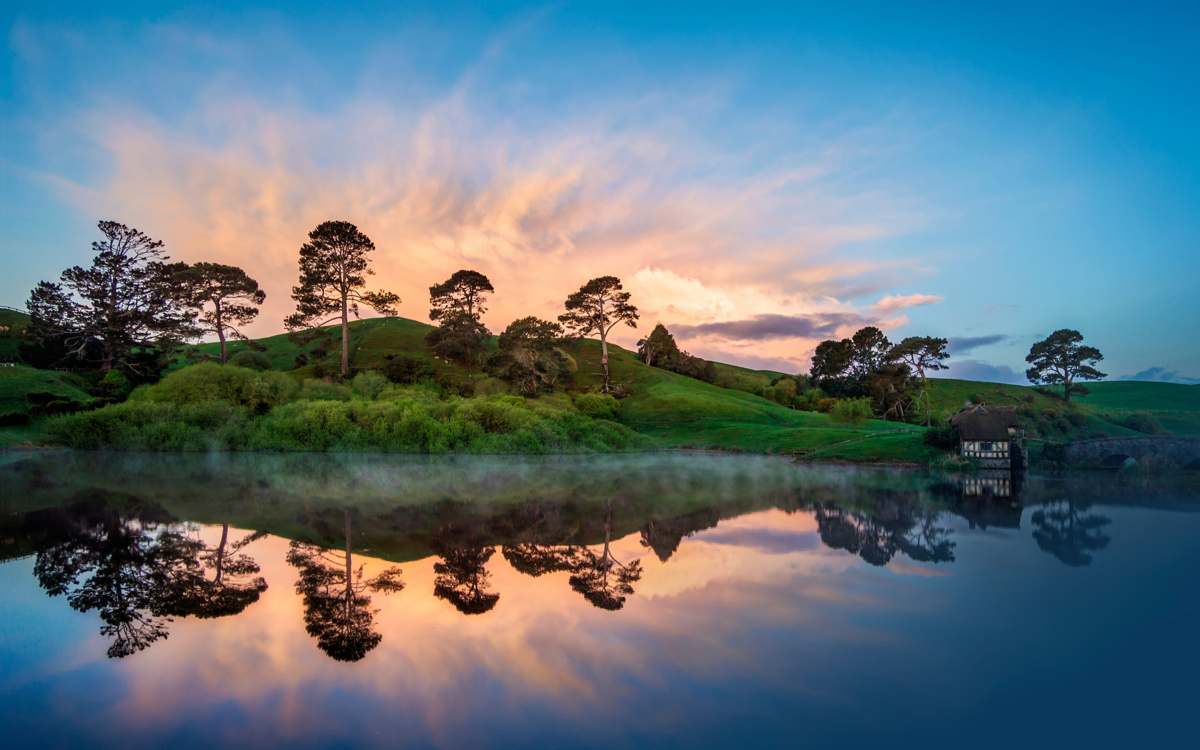 New Zealand, Landscape, Hobbiton Wallpaper