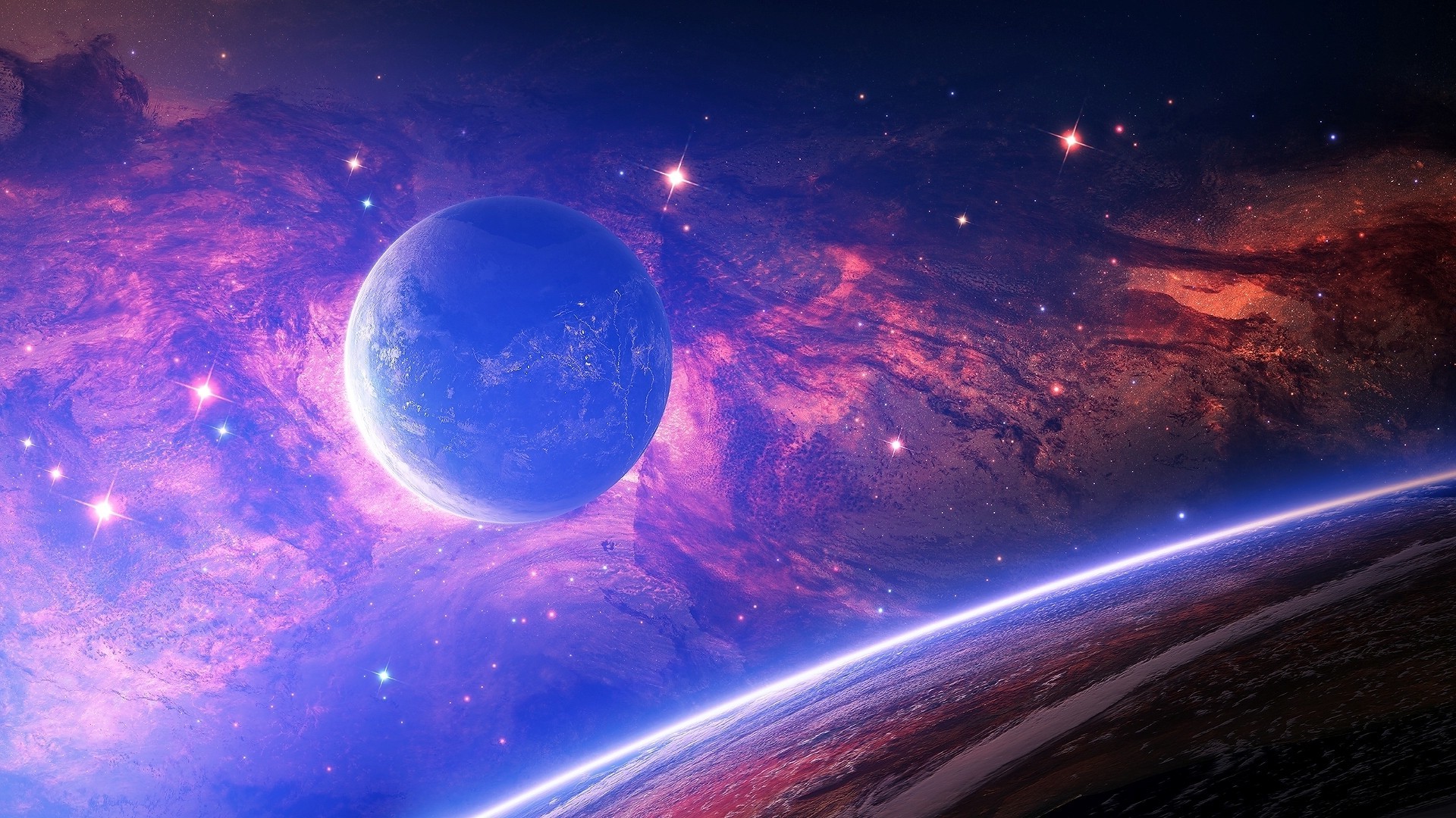 Space Space Art Planet Stars Glowing Digital Art Wallpapers