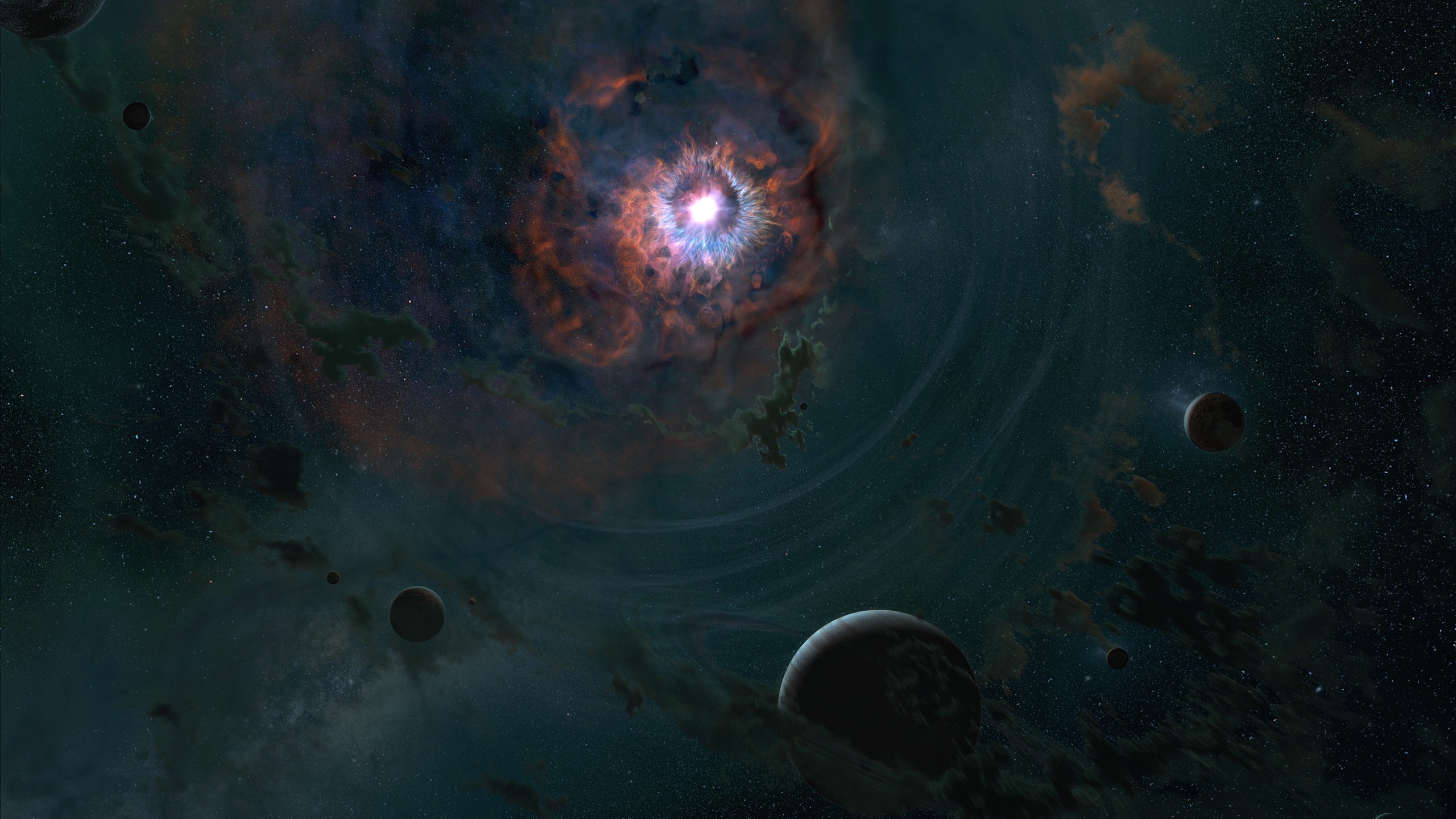 space, Galaxy, Stars, Planet, Nebula, Digital Art Wallpaper