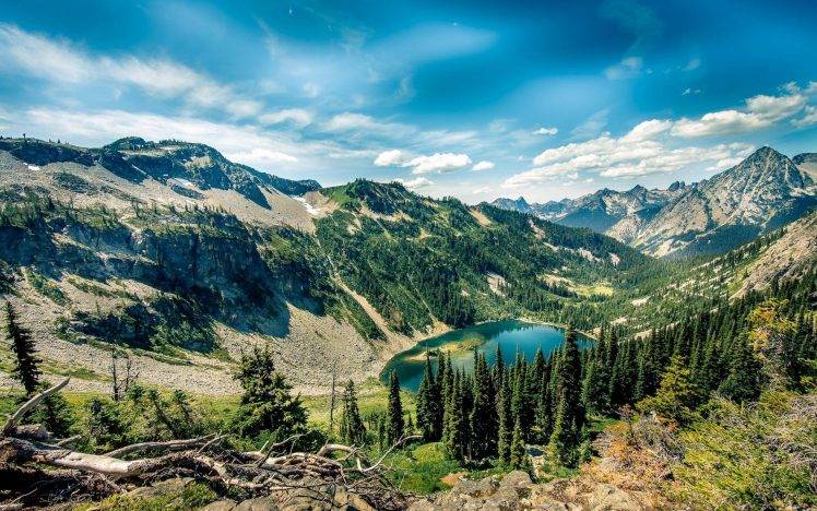 nature, Landscape, Lake, Mountain, Forest, Clouds HD Wallpaper Desktop Background
