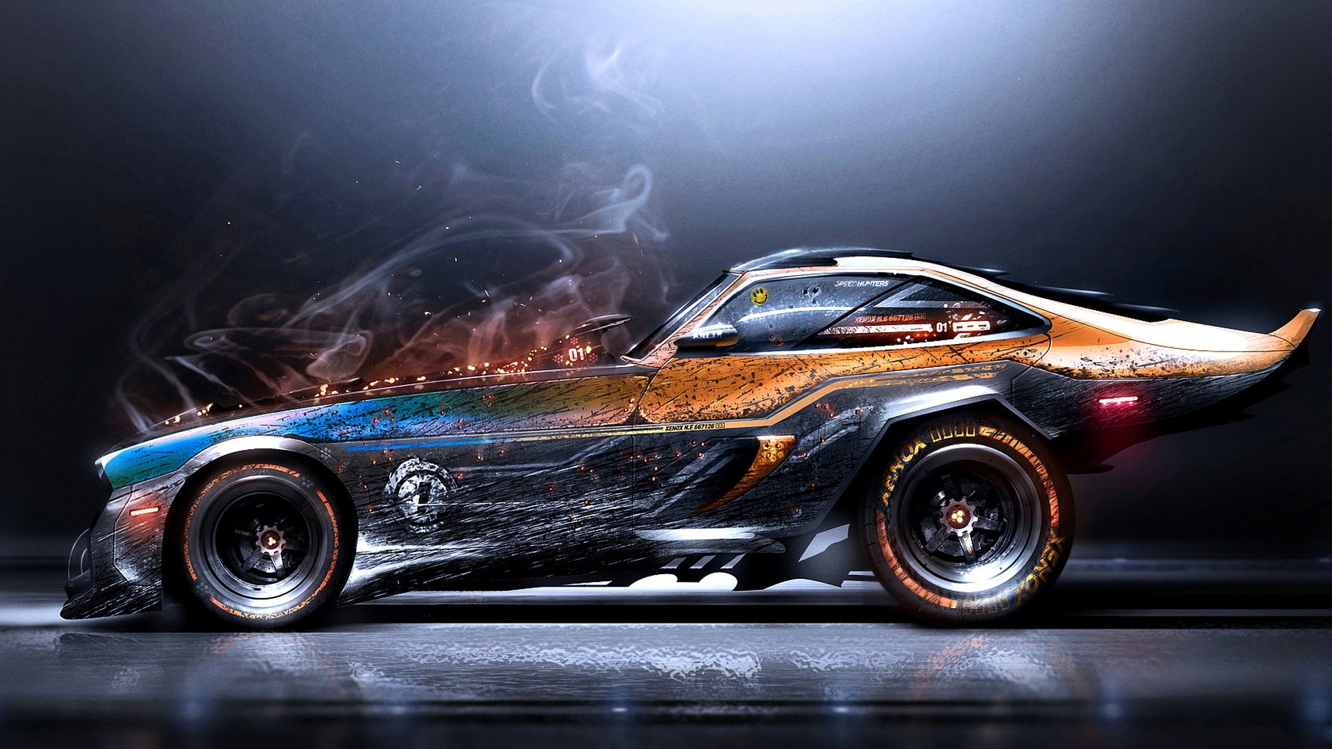 artwork, Digital Art, Car, Smoke, Super Car Wallpaper