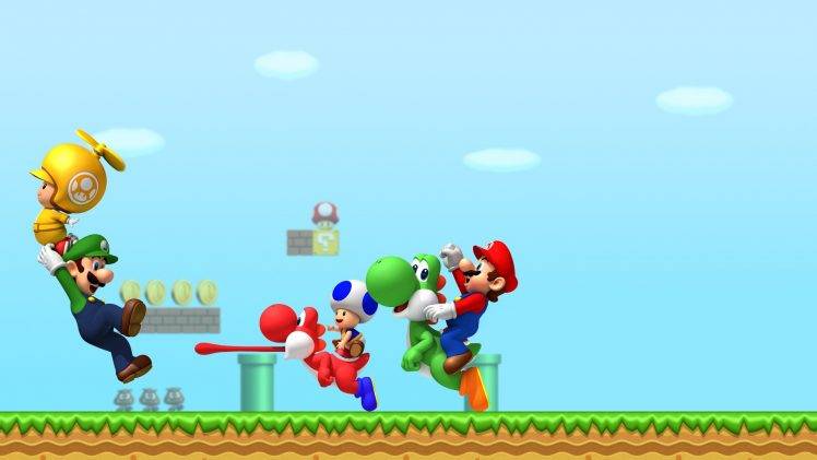 Super Mario, Luigi, Yoshi, Toad (character), Video Games HD Wallpaper Desktop Background