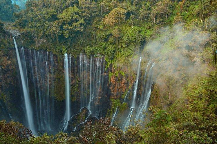 nature, Landscape, Waterfall, Jungles, Java, Indonesia, Forest, Trees, Green HD Wallpaper Desktop Background