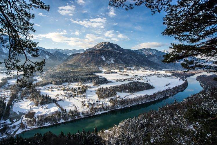 nature, Landscape, Mountain, Winter, River HD Wallpaper Desktop Background