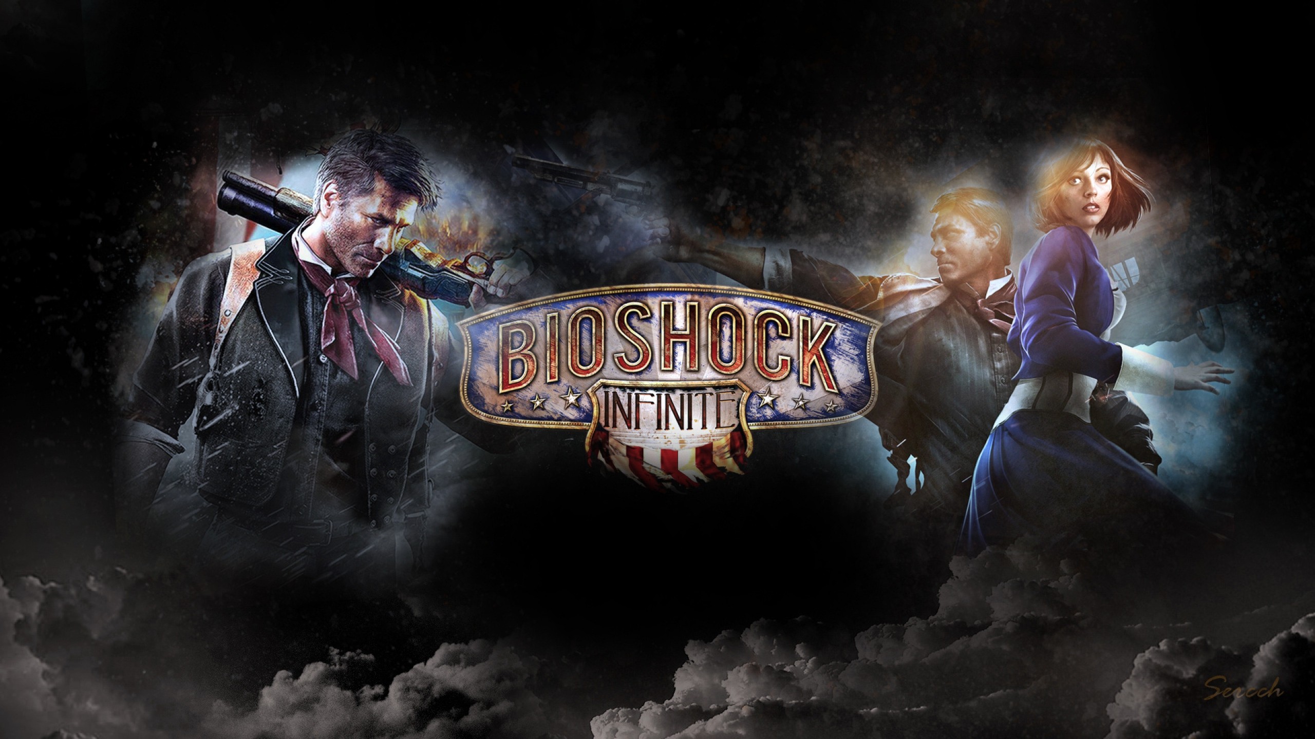 BioShock Infinite, Booker DeWitt, Video Games, Artwork, Clouds, Elizabeth (BioShock) Wallpaper