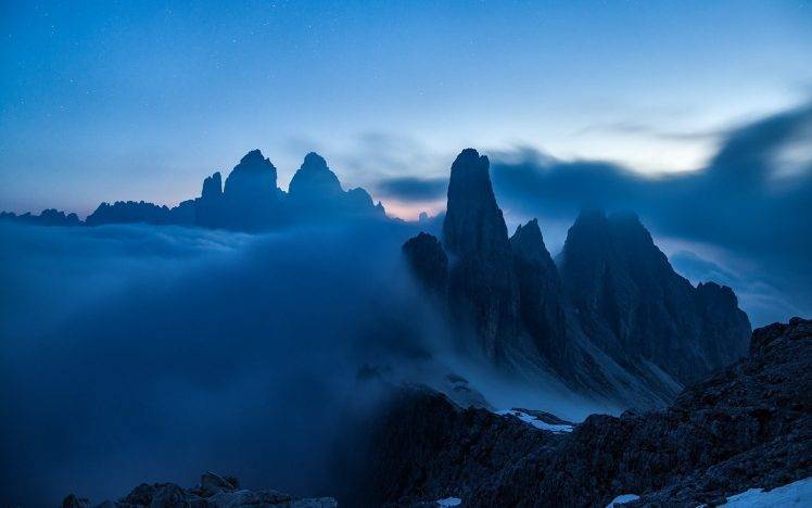 nature, Landscape, Mist, Sunrise, Mountain, Blue HD Wallpaper Desktop Background