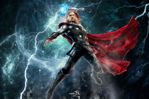 Thor, Chris Hemsworth, Marvel Comics, Comics, Lightning, Mjolnir