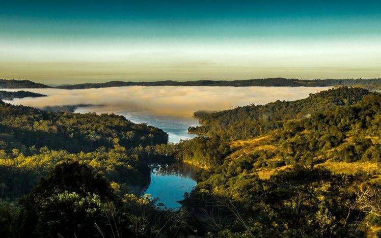 nature, Landscape, Water, Mist, Liquid, Australia, Lake, Forest, Morning, Hill HD Wallpaper Desktop Background