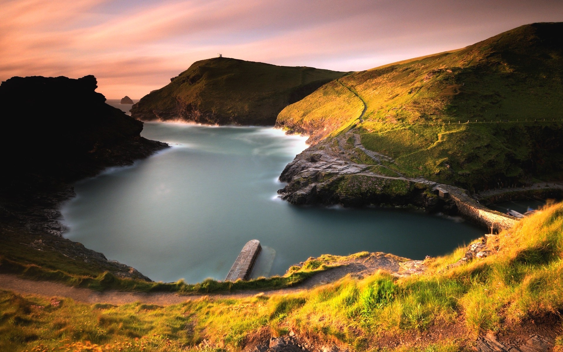 nature, Landscape, Bay, Hill, Grass, England, Coast, Sea, Path Wallpaper