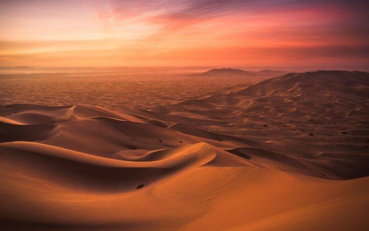 landscape, Nature, Morocco, Desert, Dune, Sunset HD Wallpaper Desktop Background