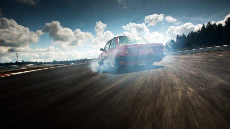 drift, Smoke, Car, Clouds, Race Tracks, BMW E30 HD Wallpaper Desktop Background