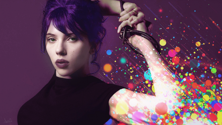 Scarlett Johansson, Abstract, Purple, Celebrity, Women HD Wallpaper Desktop Background
