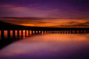sunset, Scotland, Silhouette, Reflection, Landscape, Pier, UK, River, Water, Long Exposure, Clouds, Nature