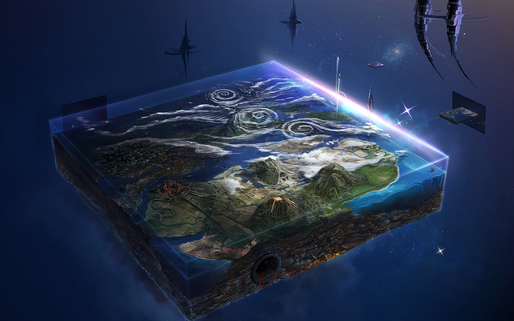 3D, Earth, Digital Art, Surreal, Space, Geography, Glowing ...
