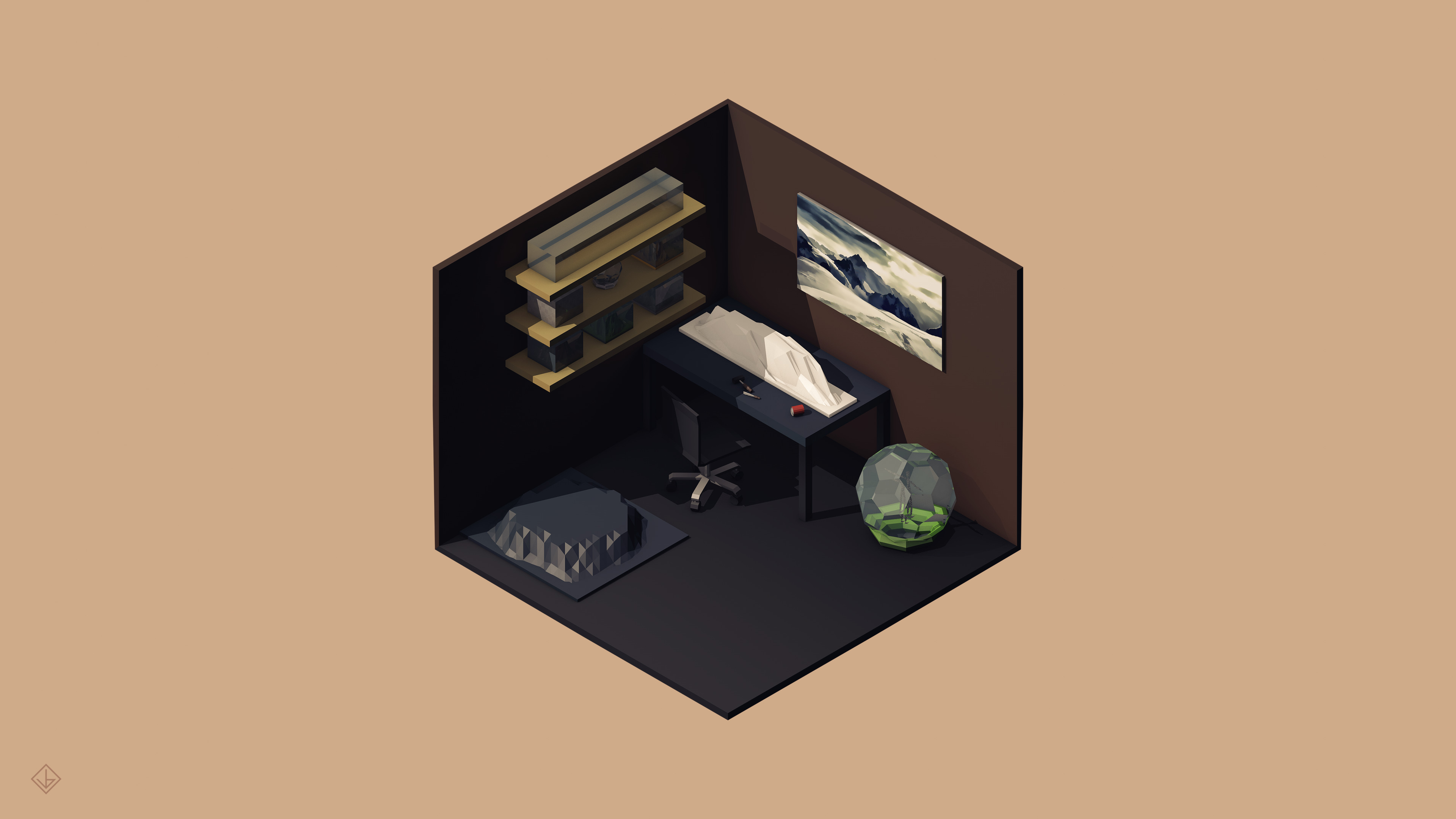 low Poly, Isometric, 3D Wallpaper