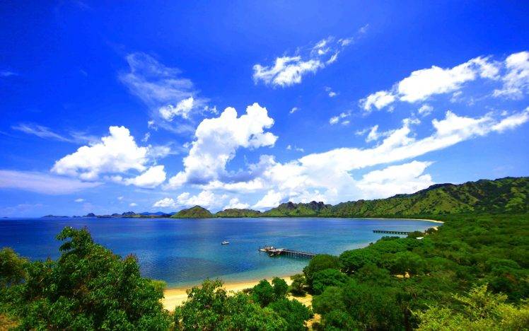 landscape, Nature, Pier, Forest, Island, Coast, Indonesia HD Wallpaper Desktop Background