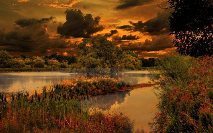 landscape, Nature, River, Sunset HD Wallpaper Desktop Background