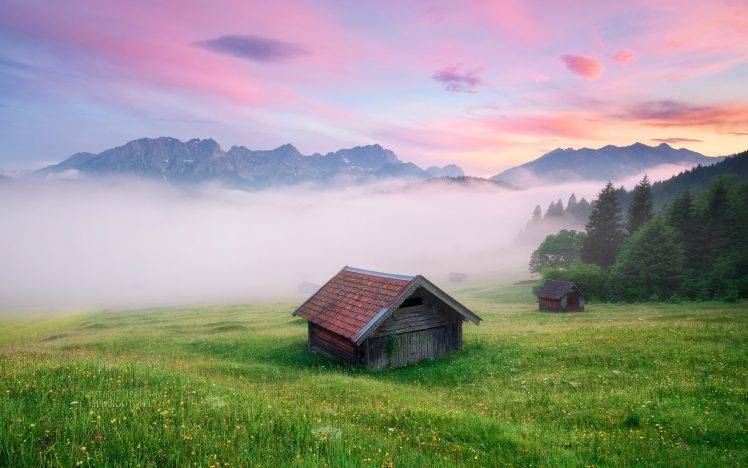 nature, Landscape, Alps, Grass, Mist HD Wallpaper Desktop Background