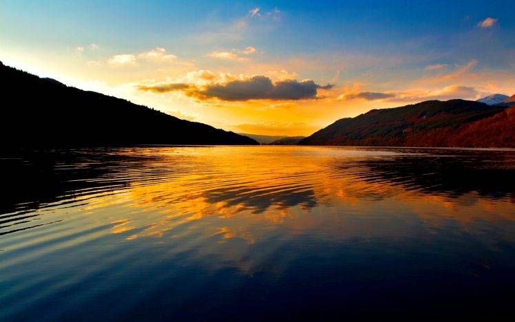 nature, Landscape, Sunset, Lake, Silhouette, Water HD Wallpaper Desktop Background