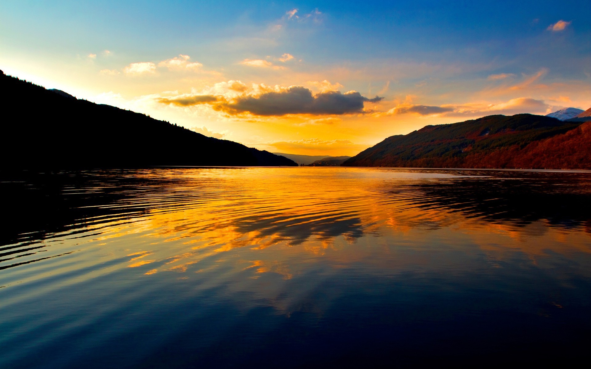 nature, Landscape, Sunset, Lake, Silhouette, Water Wallpaper