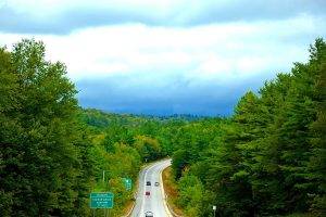 nature, Landscape, Road, Forest, Road Sign, Vermont