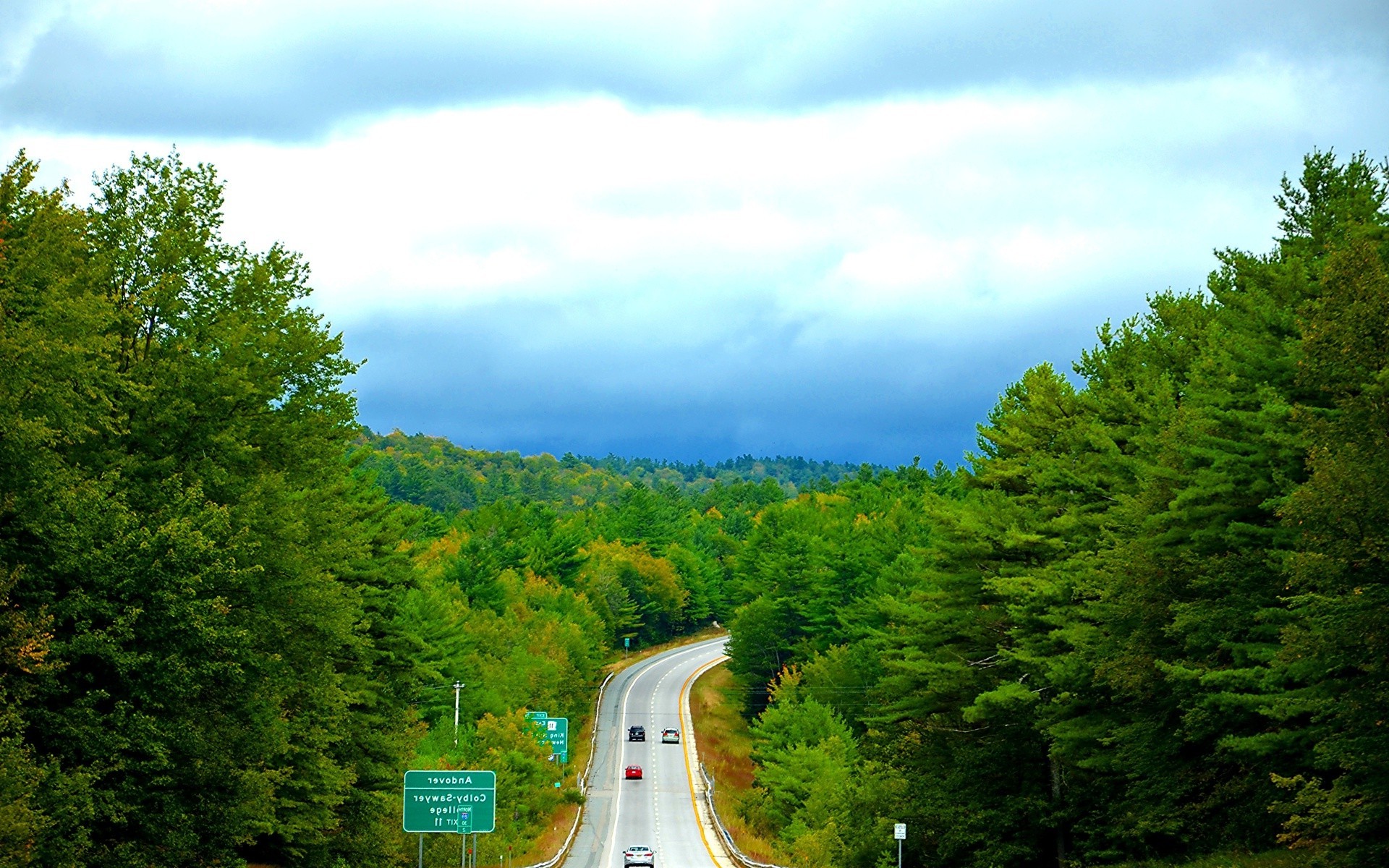 nature, Landscape, Road, Forest, Road Sign, Vermont Wallpaper
