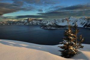 nature, Landscape, Snow, Lake, Crater Lake