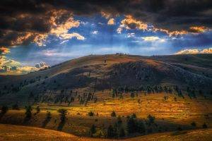 nature, Landscape, Sun Rays, Mountain, Clouds, Trees, Italy