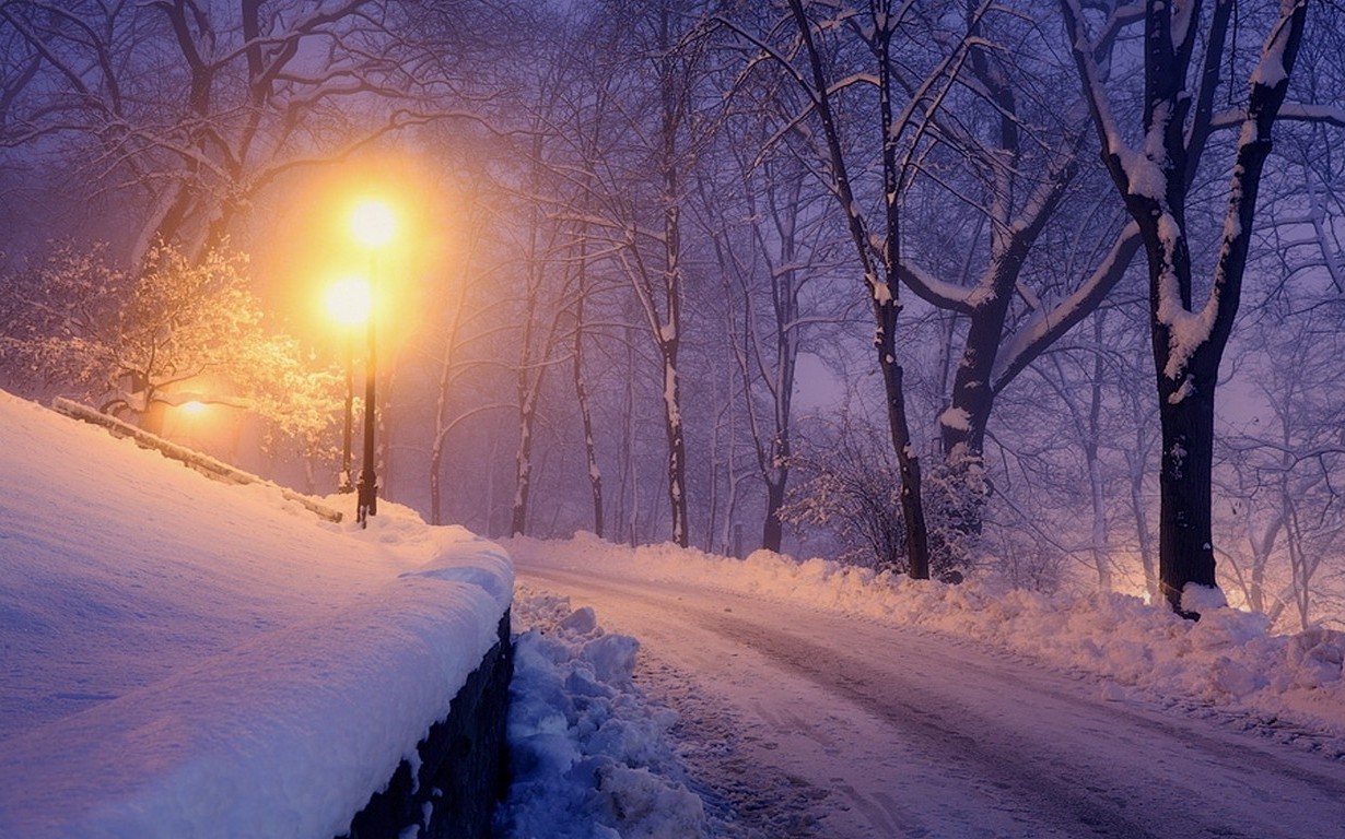 nature, Landscape, Lantern, Winter, Park, Snow, Trees, Lights, Road, Cold Wallpaper
