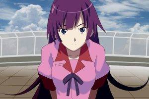 Monogatari Series, Anime, Anime Girls, Senjougahara Hitagi, Purple Hair