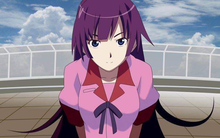 Monogatari Series, Anime, Anime Girls, Senjougahara Hitagi, Purple Hair HD Wallpaper Desktop Background