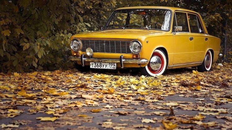 nature, Car, Trees, Fall, Vehicle, Leaves, Vintage, Russian Cars, Lada 2101, Tuning HD Wallpaper Desktop Background
