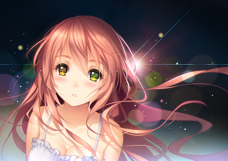 anime, Anime Girls, Pink Hair, Heterochromia, Original Characters, Tidsean, Blushing HD Wallpaper Desktop Background