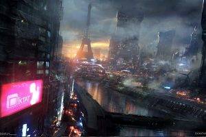 fantasy Art, Cyberpunk, Eiffel Tower, Video Games