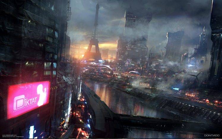 fantasy Art, Cyberpunk, Eiffel Tower, Video Games HD Wallpaper Desktop Background