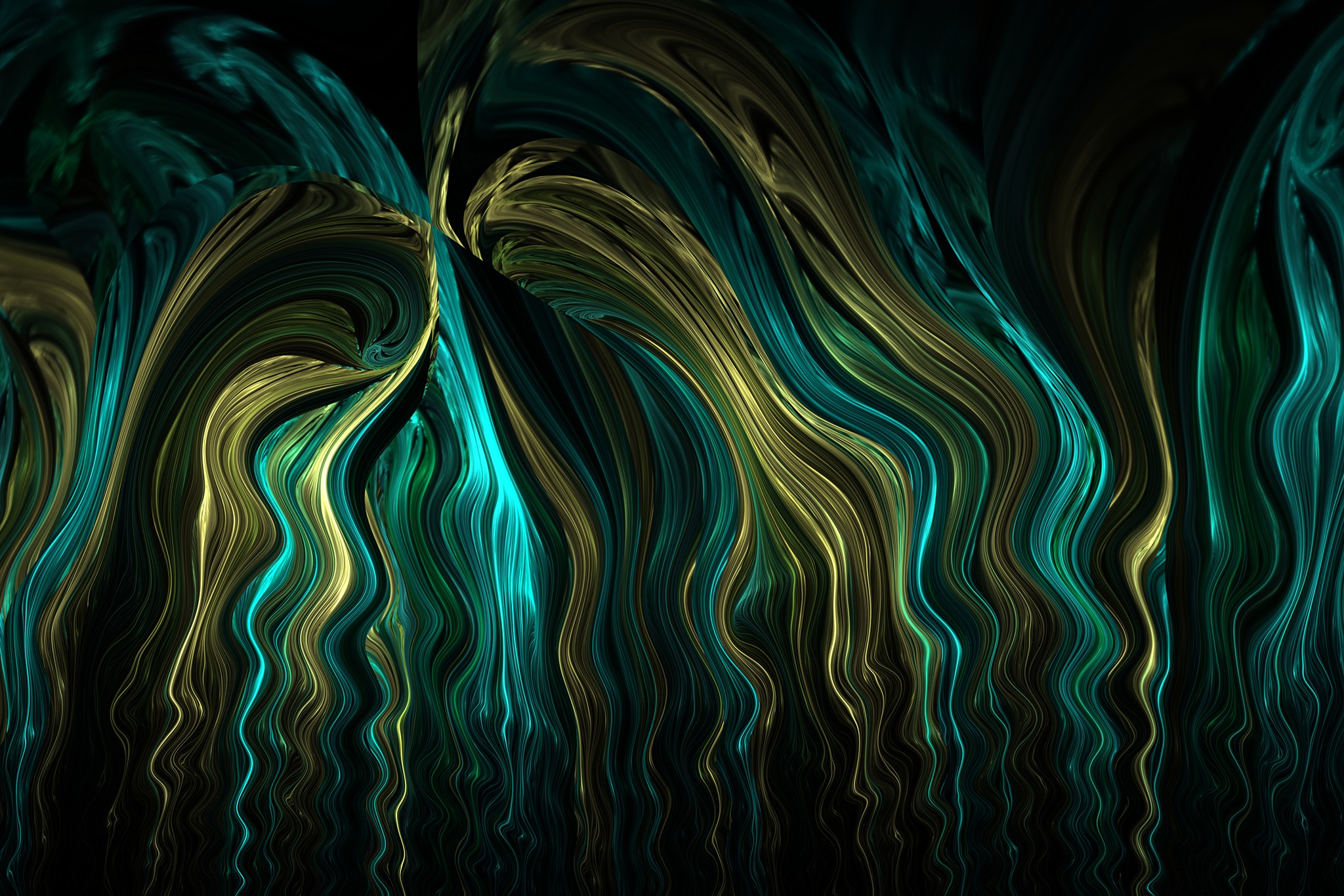 fractal, Apophysis, Digital Art, 3D, Gold, Waves, Abstract Wallpaper