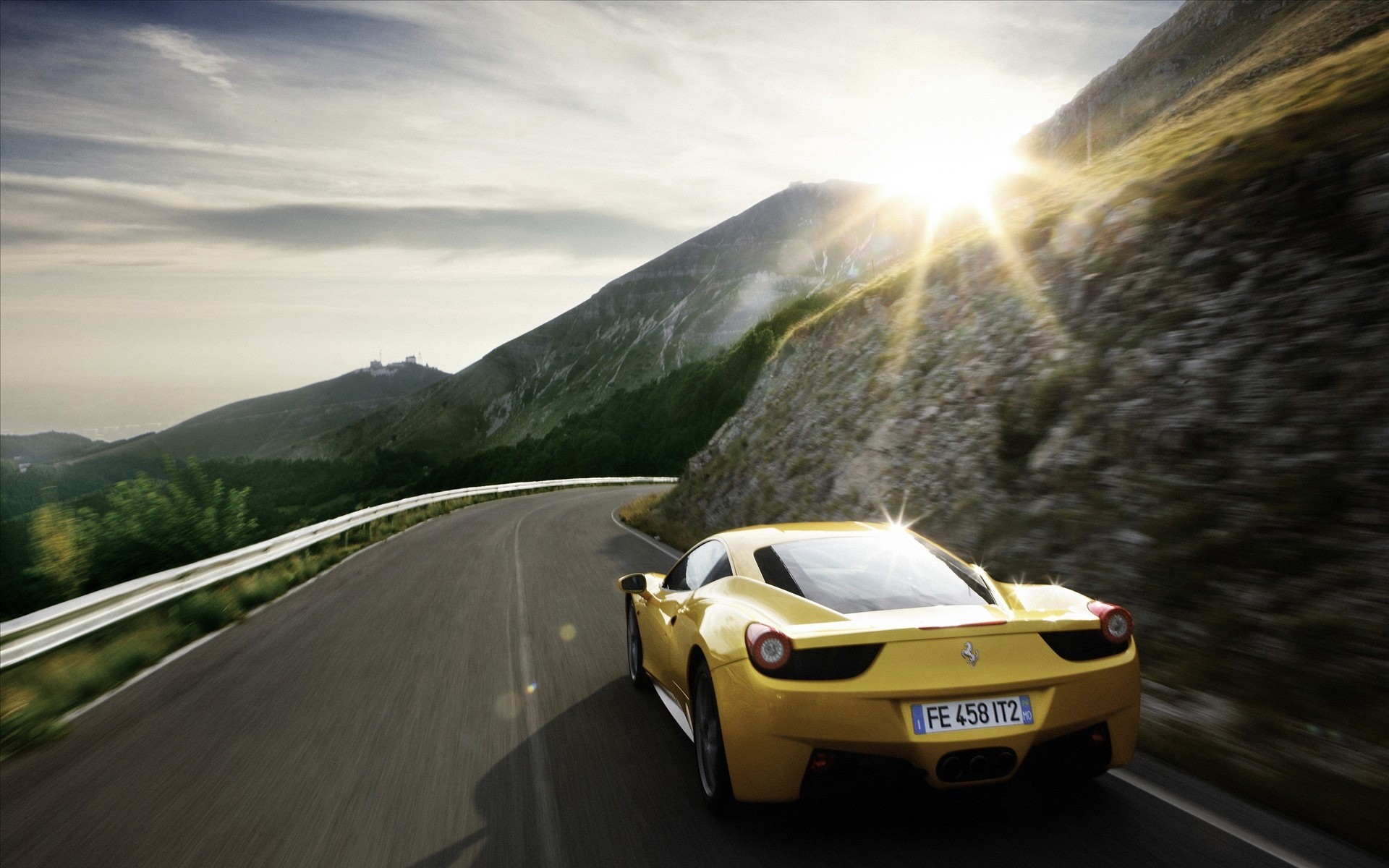 car, Sports Car, Super Car, Ferrari 458, Sunlight, Road, Nature