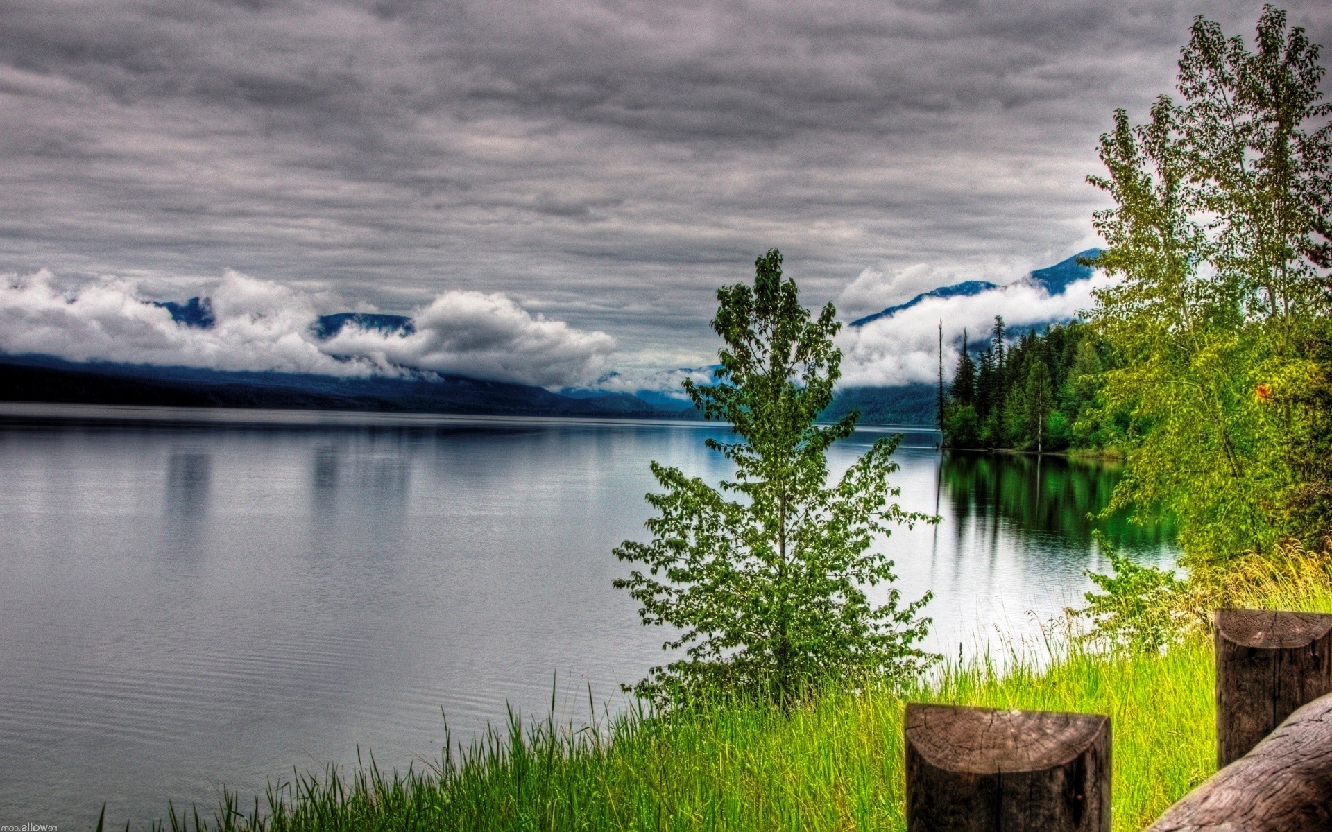 nature, Lake, Clouds, Trees, Landscape, Mountain Wallpaper