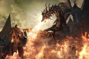 Dark Souls, Dark Souls III, Video Games, Knights, Dragon, Fire