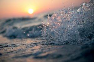 nature, Sunset, Sea, Waves, Water