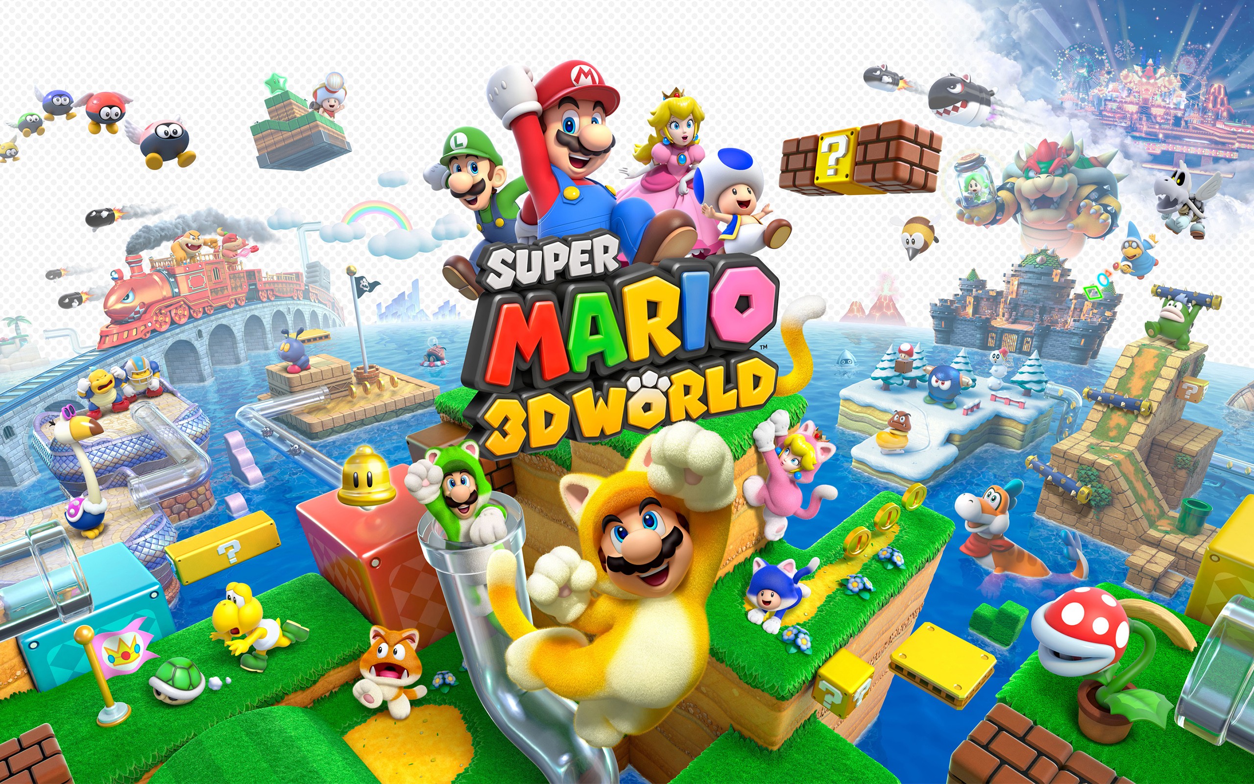 Super Mario Bros., Video Games, Luigi, Princess Peach, Toad (character), Super Mario 3D World Wallpaper