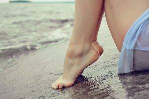 women, Feet, Water, Barefoot, Toes, Beach, Wet
