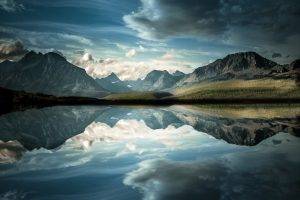 nature, Landscape, Lake, Reflection, Calm, Mountain, Clouds, Water
