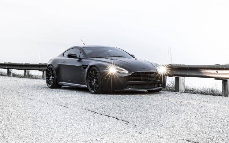 car, Aston Martin, Matte Black, LED Headlight HD Wallpaper Desktop Background