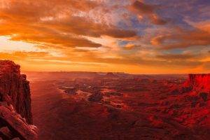 landscape, Nature, Sunset, Utah, Canyonlands National Park, River, Clouds, Erosion, Red, Gold, Panoramas