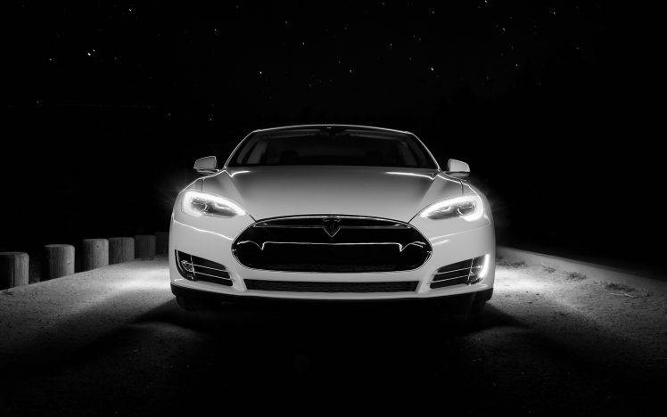 car, Tesla S, Night HD Wallpaper Desktop Background