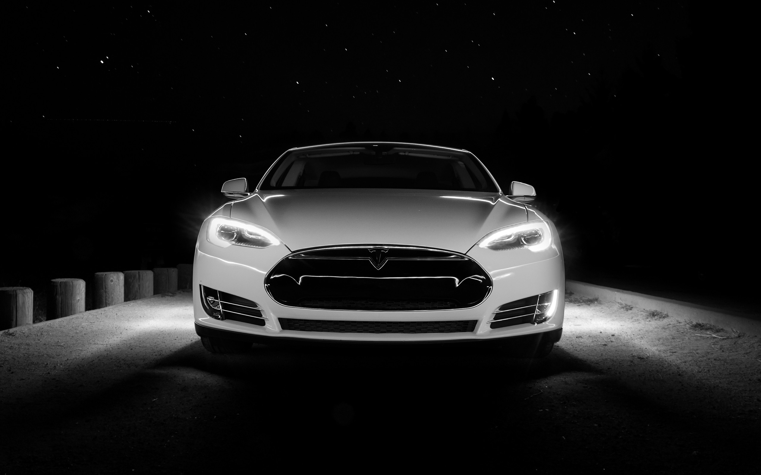 car, Tesla S, Night Wallpaper
