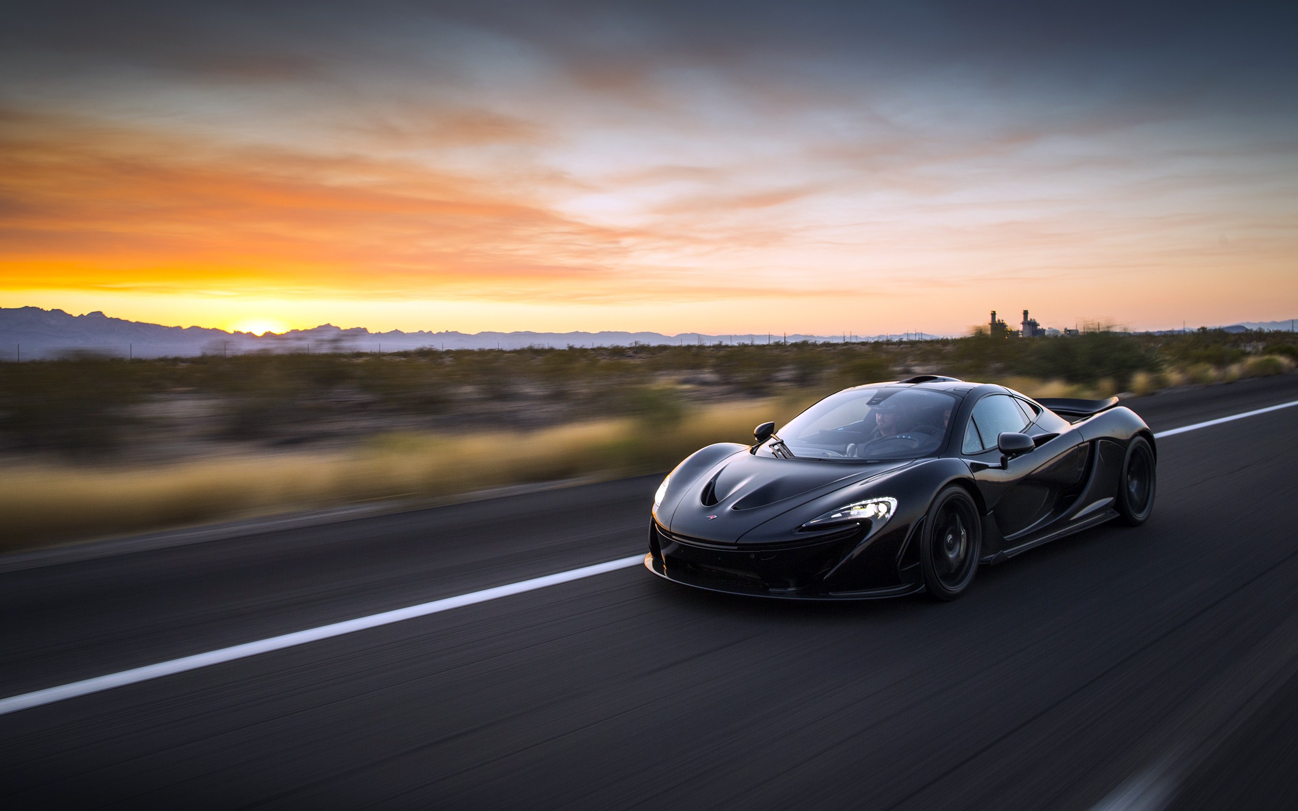 car, McLaren P1, Sunset Wallpaper