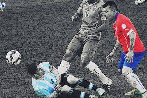 Copa America, Lionel Messi, Gary Medel, Soccer, Selective Coloring