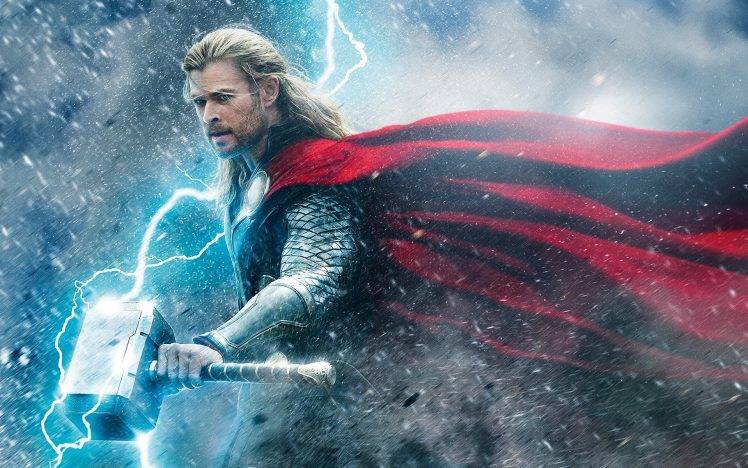 Thor, Chris Hemsworth, Men, Mjolnir, Lightning, Superhero, Marvel Comics, Comics HD Wallpaper Desktop Background